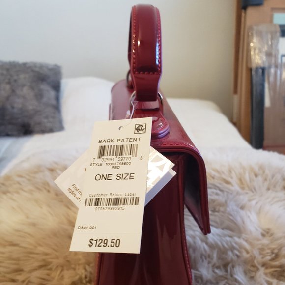 Giani Bernini Bark Patent Purse AND matching Wallet - Red - Picture 3 of 9